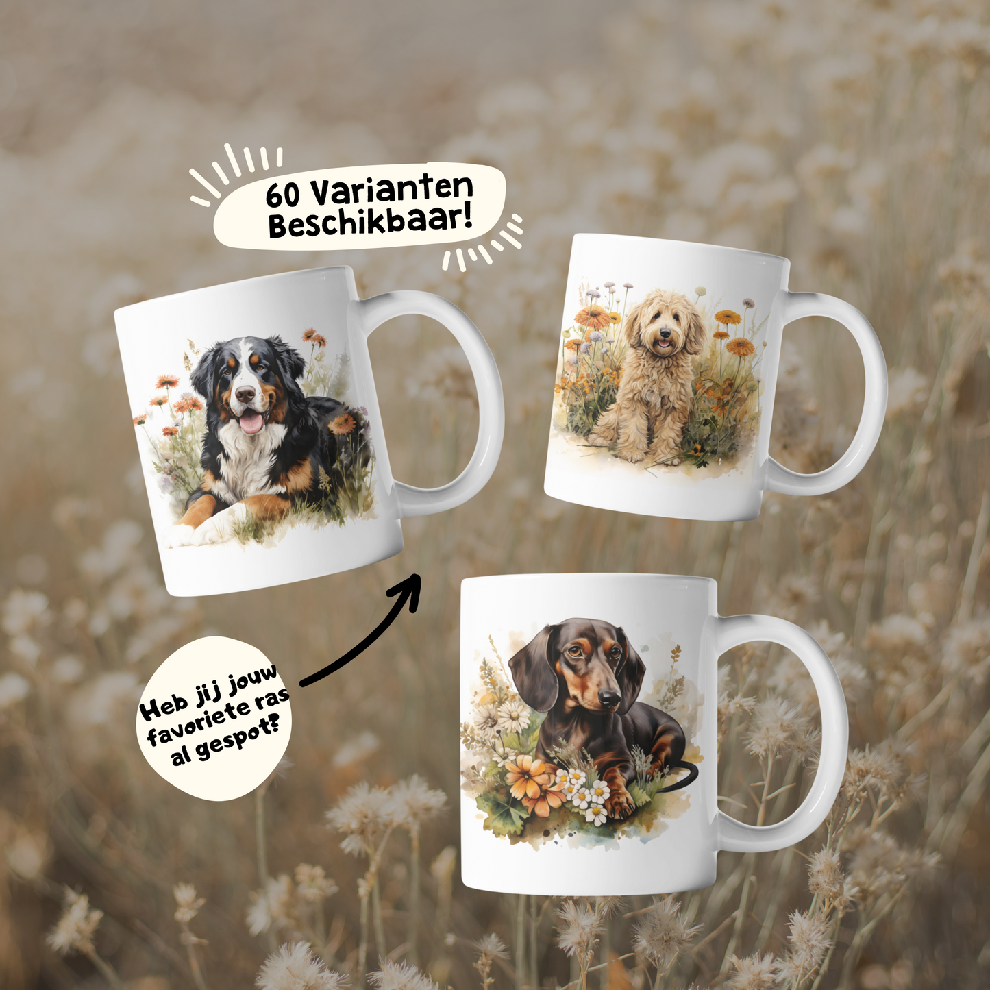 Gepersonaliseerde Mok | "Dog Flower"
